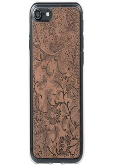 Surazo® Back Case Genuine Leather for phone Samsung Galaxy S5 / S5 Neo - Ornament Brown