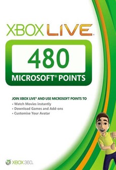 

Xbox Live Microsoft Points Card XBOX 360 XBOX LIVE GLOBAL 480 Points