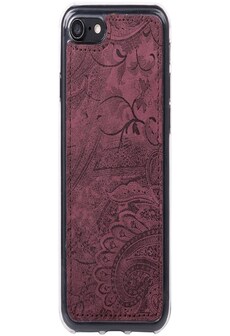Surazo® Back Case Genuine Leather for phone Samsung Galaxy S5 / S5 Neo - Ornament Burgundy