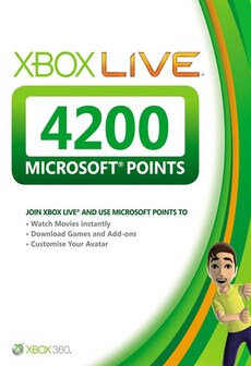 

Xbox Live Microsoft Points Card XBOX 360 XBOX LIVE GLOBAL 4 200 Points