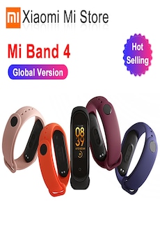 Image of Mi Band 4 Black and TPU wrist Strap and 2PCs Pretective Screen Orange