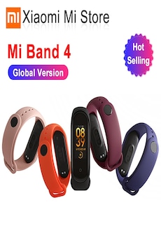 Mi Band 4 Black and TPU wrist Strap and 2PCs Pretective Screen Gray