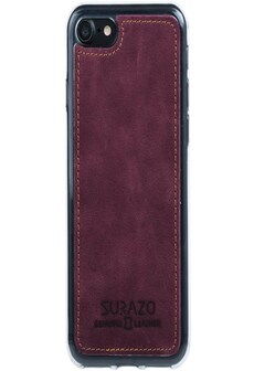Surazo® Back Case Genuine Leather for phone Samsung Galaxy S5 / S5 Neo - Nubuck Burgundy