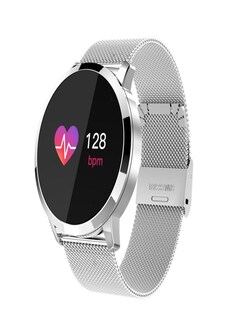 Waterproof Q8 Smart Watch for Women and Men - Fashion Fitness Tracker Heart Rate Blood Pressure - Silver steel