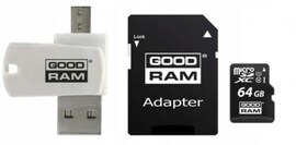 Karta microSDHC 64GB CL10 + adapter + czytnik