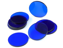 Acrylic miniature bases (10 pcs), round, clear, blue 40 x 3 mm
