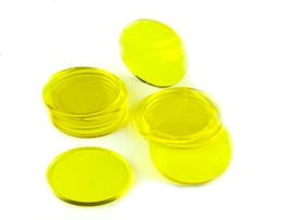 Acrylic miniature bases (10 pcs), round, clear, yellow 40 x 3 mm