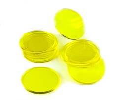 Acrylic miniature bases (10 pcs), round, clear, yellow, 50 x 3 mm