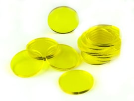 Acrylic miniature bases (15 pcs), round, clear, yellow 32 x 3 mm
