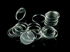 Acrylic miniature bases (20 pcs), round, clear, 25 x 2 mm
