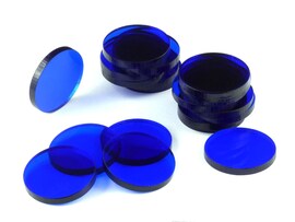 Acrylic miniature bases (20 pcs), round, clear, blue, 25 x 3 mm