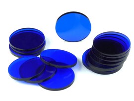 Acrylic miniature bases (20 pcs), round, clear, blue 30 x 3 mm