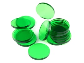 Acrylic miniature bases (20 pcs), round, clear, green 30 x 3 mm