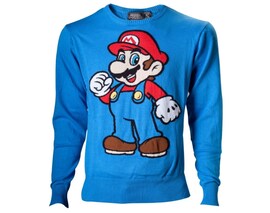 Nintendo - Mario.Blue.Knitted Sweater M