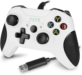 Wired Controller for Xbox One,Xbox one Game with Dual Vibration and Audio Jack for Xbox One/S/X/Win7,8,10 White