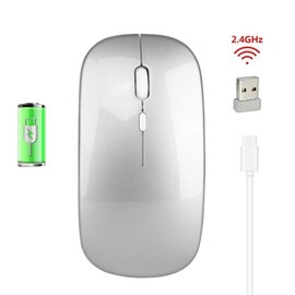 1600 DPI 2.4G Wireless Silent Mouse Rechargeable Silver