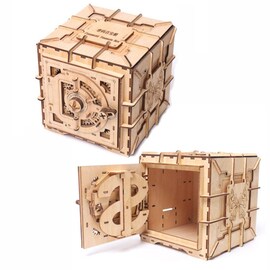 3D Mechanical Puzzle Treasure Wooden Box DIY  with Password