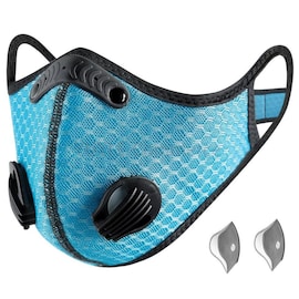 Bundle - 2 items: reusable washable cycling sport shield face mask and activated carbon filters Universal Light Blue Half-Face Robotic