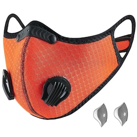 Bundle - 2 items: reusable washable cycling sport shield face mask and activated carbon filters Universal Orange Half-Face Robotic