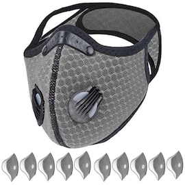 Bundle - 2 items: reusable washable cycling sport shield face mask and activated carbon filters Universal Silver Half-Face Robotic