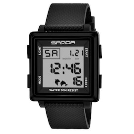Classic Fashion Atmosphere Men Watches LED Display Square Black