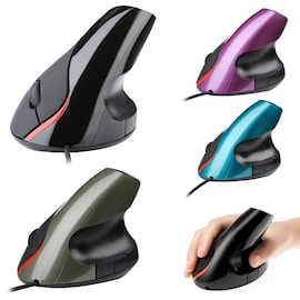 Ergonomic Rechargeable 2.4G Wireless/Wired 6 Keys Optical Vertical Mouse Mice Purple