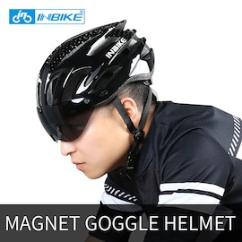 INBIKE Bicycle Helmetsx Men Women MTB Road Bike Helmet Ultralight Integrally-mold Cycling Helmet With Glasses Riding Saf Black
