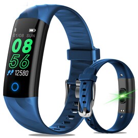 IP68 Waterproof Smart Watch with Fitness Tracker blood pressure heart rate monitor - Blue
