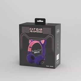 LED Cat Ear Noise Cancelling Headphones Bluetooth 5.0 Purple