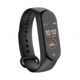 M4 Smart Bracelet with Fitness Tracker Color Touch Screen Color Heart Rate Monitor - Black
