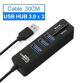 Multi USB 3.0 USB Hub High Speed ​​Splitter with TF SD Card Reader All In One Black Gaming