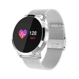 Waterproof Q8 Smart Watch for Women and Men - Fashion Fitness Tracker Heart Rate Blood Pressure - Silver steel