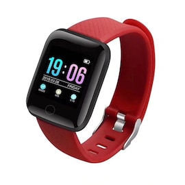 Waterproof Smart Watch New Generation with Blood Pressure Measurement and Heart Rate Monitor Light Red