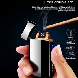 Windproof USB Double-sided Lighter Ignition Cigarette Lighter Portable Charging Lighter Touch Induction Rechargeable Lig