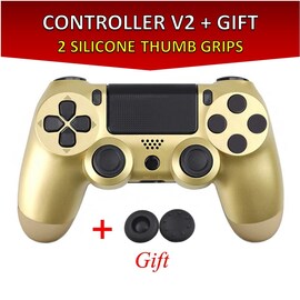Wireless Controller for all PS4 Consoles with GIFT 2 Thumb Grips Gold Gold