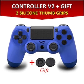 Wireless Controller for all SONY PS4 Consoles with GIFT 2 Thumb Grips for Dualshock 4 V2 Dark Blue