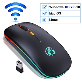 Wireless Mouse Bluetooth RGB Rechargeable Black