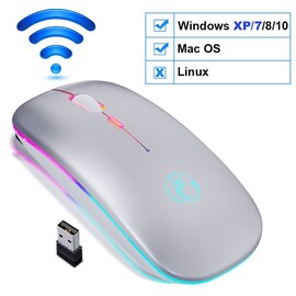 Wireless Mouse Bluetooth RGB Rechargeable Silver