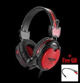 Gaming Wired Headset Microphone + Free Adapter Cable Black