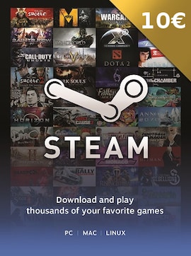 Steam Gift Card 10 EUR - Steam Key - For EUR Currency Only