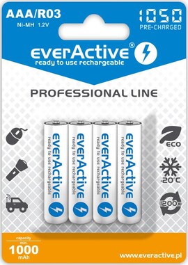 Akumulatorki Aaa/R03 Everactive Professional Line 1050 Mah 4 Sztuki