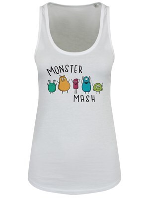 Womens Monster Mash Floaty White Vest Skinny Fit Xxl Uk - 