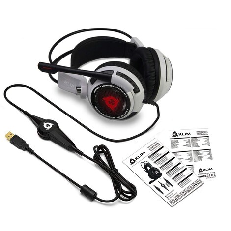 Klim Puma Usb Gamer Headset With Mic 71 Surround Sound - white headphones roblox roblox free to play online