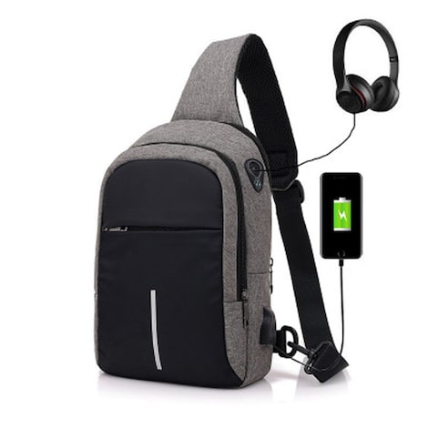 Men Canvas Bags Casual Chest Bag External Usb Interface Charging Smart Small Backpack Black G2a Com - new roblox design multifunction usb charging backpack anti theft