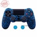 PS4 Controller Silicone Cover plus Thumb Grip Caps - Blue Leaf