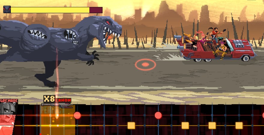 Double Kick Heroes sidescrolling gameplay