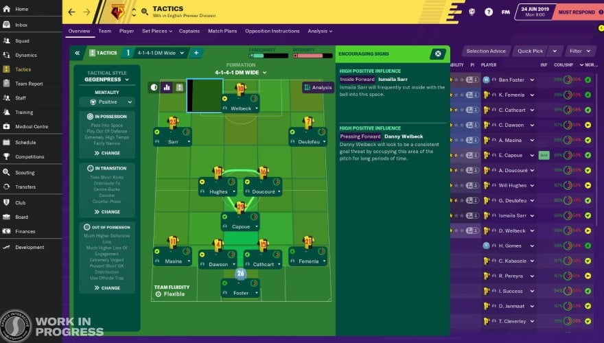 Football Manager 2020 training