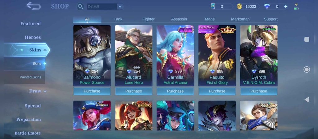 Heroes in Mobile Legends Bang Bang