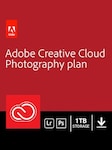 Adobe Creative Cloud Photography Plan Subscription - 1 TB 1 anno Adobe Chiave STATI UNITI