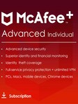McAfee+ | Advanced (PC, Android, IOS) (Individual, 1 anno) - McAfee Chiave - GLOBALE McAfee Key GLOBAL